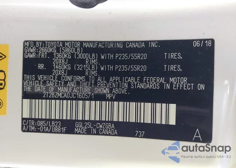 2018 Lexus Rx 350 z USA, uszkodzony, nr VIN 2T2BZMCA0JC160571